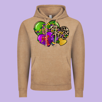 Mardi Gras Hearts Cg (1) Vintage Hoodie Designed By Cowgirlartshop