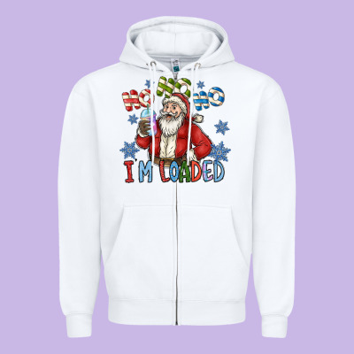 Ho Ho Ho Im Loaded Zipper Hoodie Designed By Cowhidedigitalart