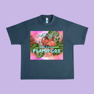 Just A Girl Who Loves Flamingo Urban Heavy Tee Designed By Tumblerdesignbyshophia