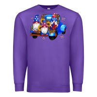 Purple american flag gnomes truck sunflowers star leopard Premium Sweatshirt - Artiststas
