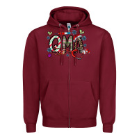 Burgundy christmas nurse qma Zipper Hoodie - CowhideDigitalArt
