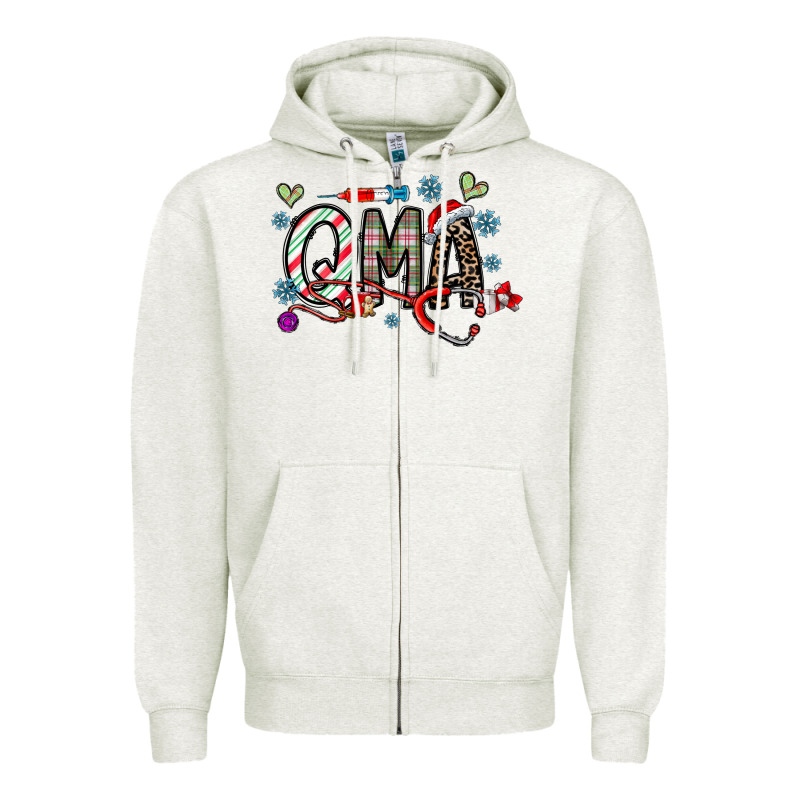 Christmas Nurse Qma Zipper Hoodie by CowhideDigitalArt | Teevron