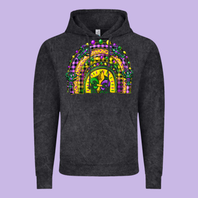 Mardi Gras Rainbow And Fleur De Lis Vintage Hoodie Designed By Cowgirlartshop
