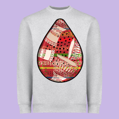 African Fabric Pattern Teardrop Earrings 3 Heavyweight Sweatshirt Designed By Bundleandbundleshop