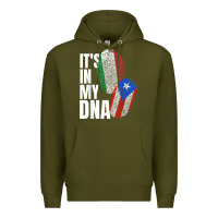 Army Green Italian And Puerto Rican DNA Mix Flag Heritage Gift Premium Hoodie - minhPixels