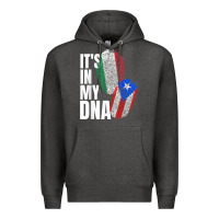 Charcoal Heather Italian And Puerto Rican DNA Mix Flag Heritage Gift Premium Hoodie - minhPixels