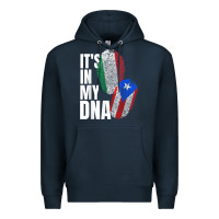 Navy Italian And Puerto Rican DNA Mix Flag Heritage Gift Premium Hoodie - minhPixels