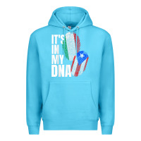 Ocean Blue Italian And Puerto Rican DNA Mix Flag Heritage Gift Premium Hoodie - minhPixels