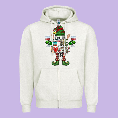 I'm The Wine Lover Elf Zipper Hoodie Designed By Cowhidedigitalart