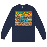 Navy He is risen tumbler Easter Day Long Sleeve Tee - HowdyJamesFarm