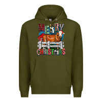 Army Green merry christmas simmental cow Premium Hoodie - FaDigitalArtStudio