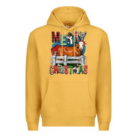 Mustard merry christmas simmental cow Premium Hoodie - FaDigitalArtStudio