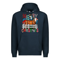 Navy merry christmas simmental cow Premium Hoodie - FaDigitalArtStudio