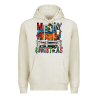 Oatmeal Heather merry christmas simmental cow Premium Hoodie - FaDigitalArtStudio