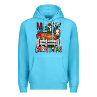 Ocean Blue merry christmas simmental cow Premium Hoodie - FaDigitalArtStudio