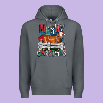 Merry Christmas Simmental Cow Premium Hoodie Designed By Fadigitalartstudio