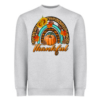 Heather Grey thankful pumpkin rainbow Heavyweight Sweatshirt - BundleAndBundleShop