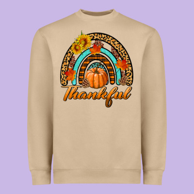 Thankful Pumpkin Rainbow Heavyweight Sweatshirt Designed By Bundleandbundleshop
