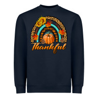Navy thankful pumpkin rainbow Heavyweight Sweatshirt - BundleAndBundleShop