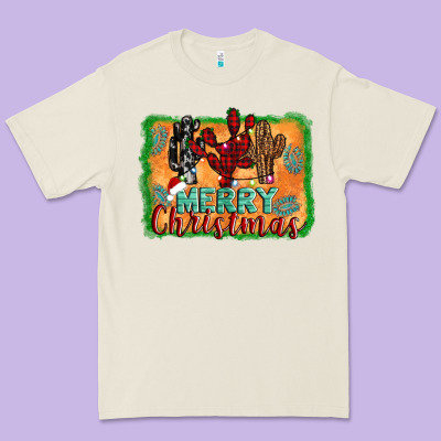 Merry Christmas Cactus Premium Tee Designed By Jasminsmagicworld