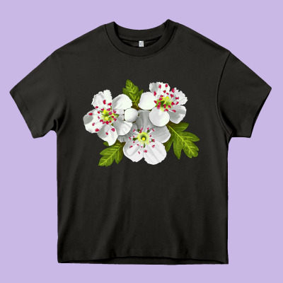 Hawthorn Flower Heavy Core Tee Designed By Lillyallendesigns