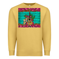Antique Gold mexican guitar roses cactus sombrero Premium Sweatshirt - Artiststas
