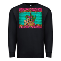 Black mexican guitar roses cactus sombrero Premium Sweatshirt - Artiststas