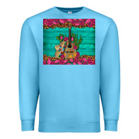 Ocean Blue mexican guitar roses cactus sombrero Premium Sweatshirt - Artiststas
