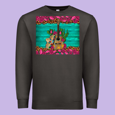 Mexican Guitar Roses Cactus Sombrero Premium Sweatshirt Designed By Artiststas
