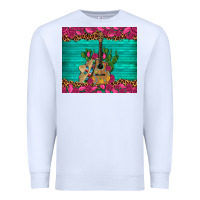 White mexican guitar roses cactus sombrero Premium Sweatshirt - Artiststas