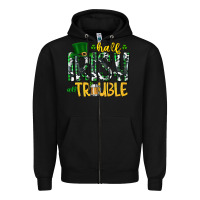 Black Half Irish All Trouble Zipper Hoodie - CowhideDigitalArt