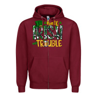 Burgundy Half Irish All Trouble Zipper Hoodie - CowhideDigitalArt
