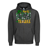 Charcoal Heather Half Irish All Trouble Zipper Hoodie - CowhideDigitalArt