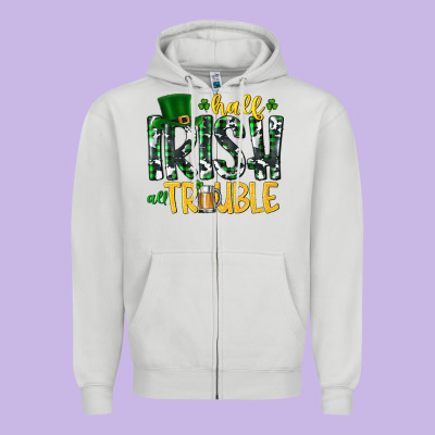 Half Irish All Trouble Zipper Hoodie Designed By Cowhidedigitalart