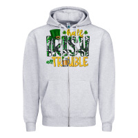 Heather Grey Half Irish All Trouble Zipper Hoodie - CowhideDigitalArt