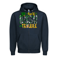 Navy Half Irish All Trouble Zipper Hoodie - CowhideDigitalArt