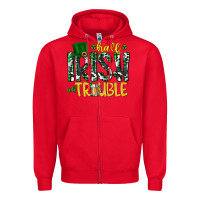 Red Half Irish All Trouble Zipper Hoodie - CowhideDigitalArt