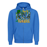 True Royal Half Irish All Trouble Zipper Hoodie - CowhideDigitalArt