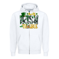 White Half Irish All Trouble Zipper Hoodie - CowhideDigitalArt