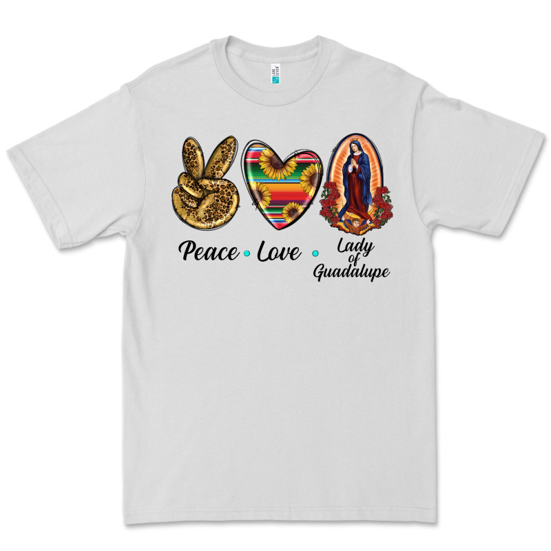 Peace Love Lady Of Guadalupe Premium Tee by RanaPortraitStore | Teevron