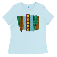 Baby Blue Western Sunflower Farm Life Brush Strokes Ladies Tee - Bettercallsaul