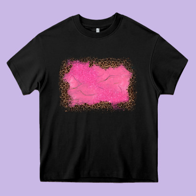 Gemstone Pink Leopard Background Heavy Core Tee Designed By Jahusdesignshop
