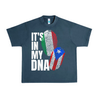 Midnight Navy Italian And Puerto Rican DNA Mix Flag Heritage Gift Urban Heavy Tee - minhPixels