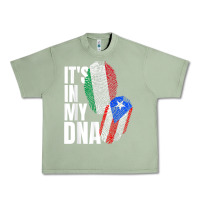 Oil Green Italian And Puerto Rican DNA Mix Flag Heritage Gift Urban Heavy Tee - minhPixels