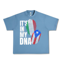 Pebble Blue Italian And Puerto Rican DNA Mix Flag Heritage Gift Urban Heavy Tee - minhPixels