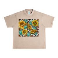 French Oak turquoise sunflowers with gemstones Urban Heavy Tee - TumblerDesignByShophia