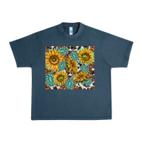Turquoise Sunflowers With Gemstones Urban Heavy Tee | Teevron