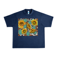 Navy turquoise sunflowers with gemstones Urban Heavy Tee - TumblerDesignByShophia