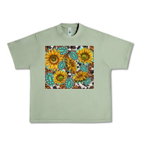 Oil Green turquoise sunflowers with gemstones Urban Heavy Tee - TumblerDesignByShophia