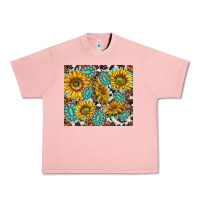 Salmon turquoise sunflowers with gemstones Urban Heavy Tee - TumblerDesignByShophia